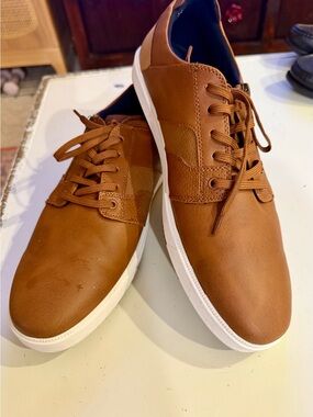 ALDO Men’s Cognac Low Top Sneakers Side Zip Lace-Up Shoes Size 12 EU 45 Casual